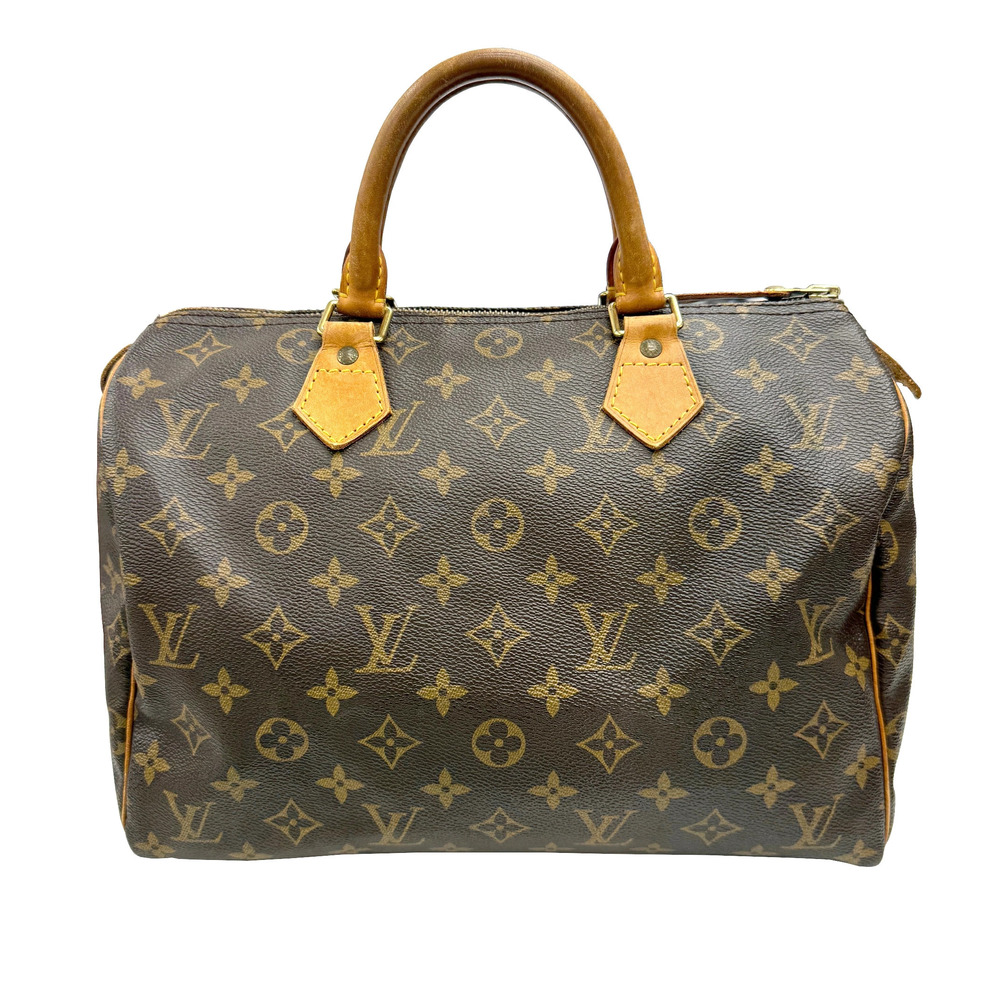Louis Vuitton Speedy Monogram Top Handle Bag Canvas Leather Brown